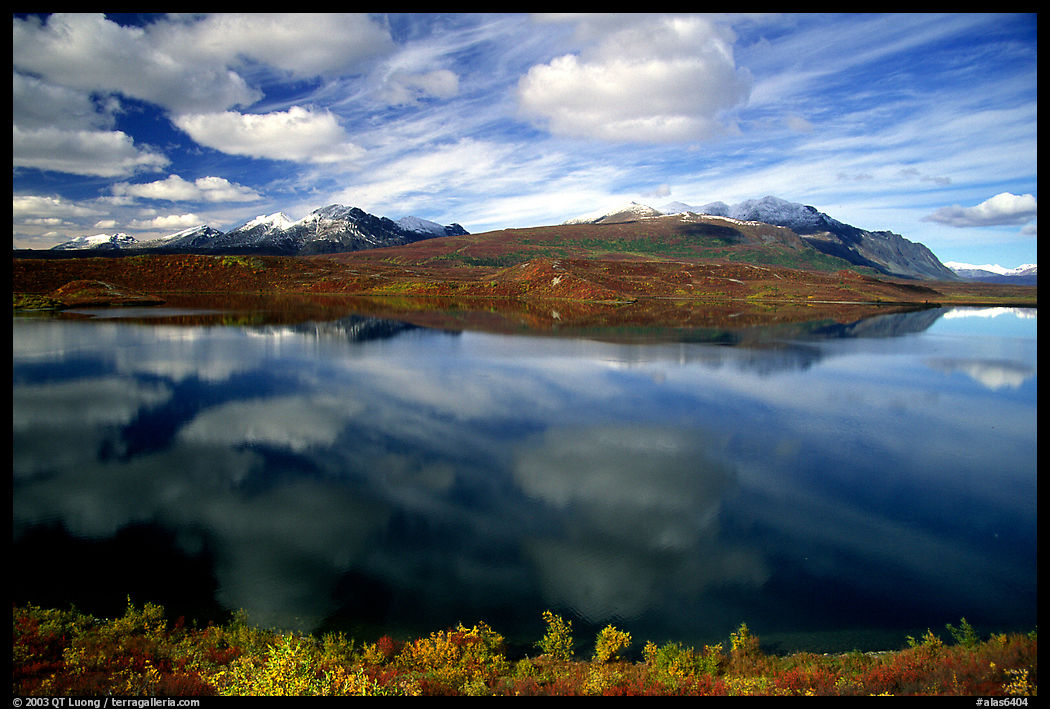 Lake and reflections. Denali Highway, Central Alaska, USA