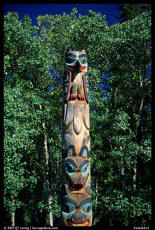 Totem pole, University of Alaska. Alaska, USA