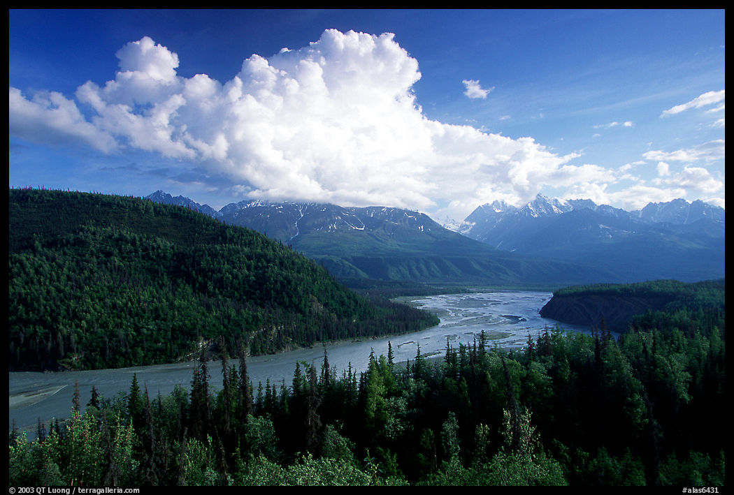 Matanuska River in summer. Glenn Highway, Central Alaska, USA