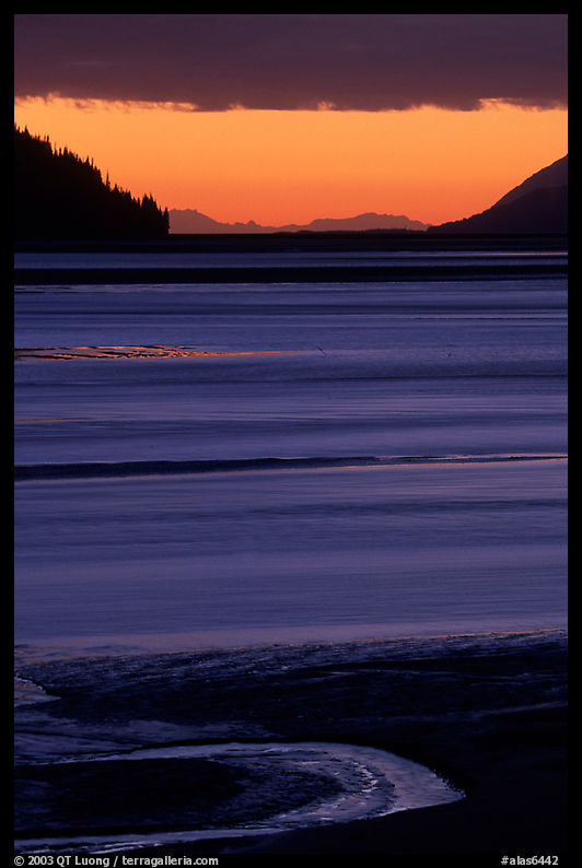Turnagain Arm at sunset. Seward Highway, Kenai Peninsula, Alaska, USA