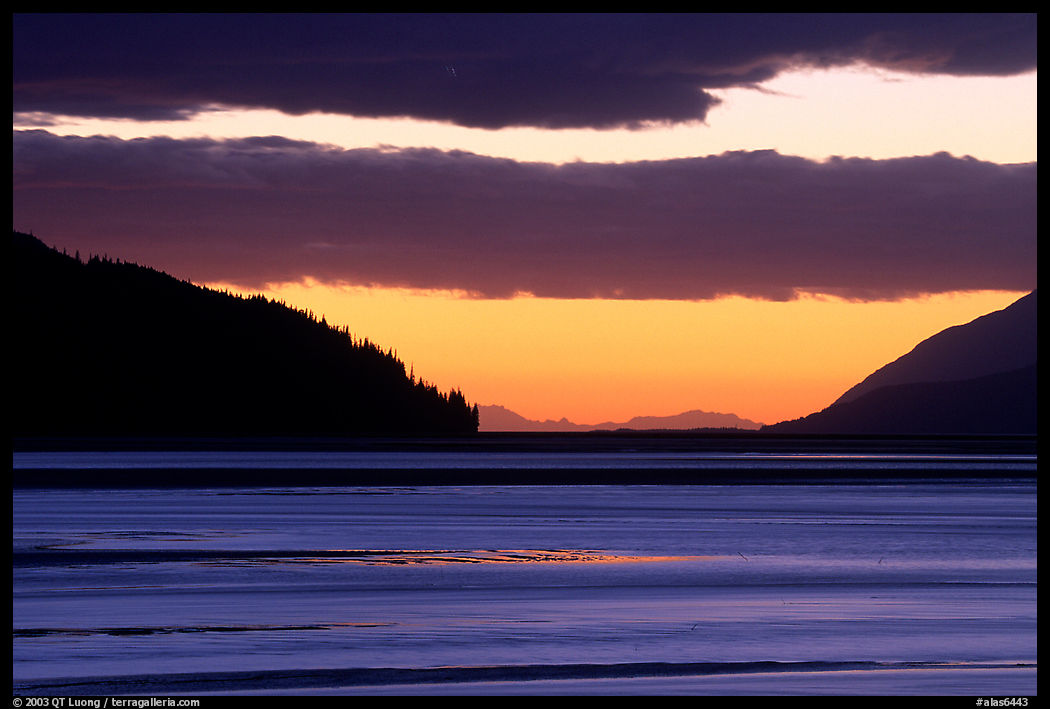Turnagain Arm at sunset. Seward Highway, Kenai Peninsula, Alaska, USA