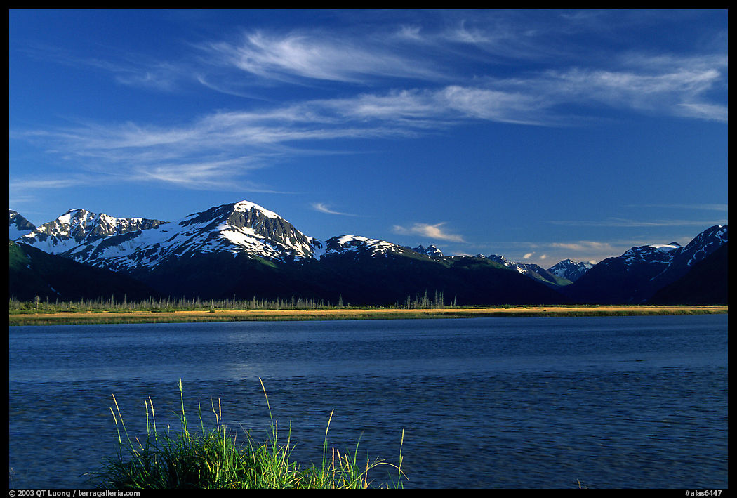 Mountains and Turnagain Arm near Portage. Seward Highway, Kenai Peninsula, Alaska, USA