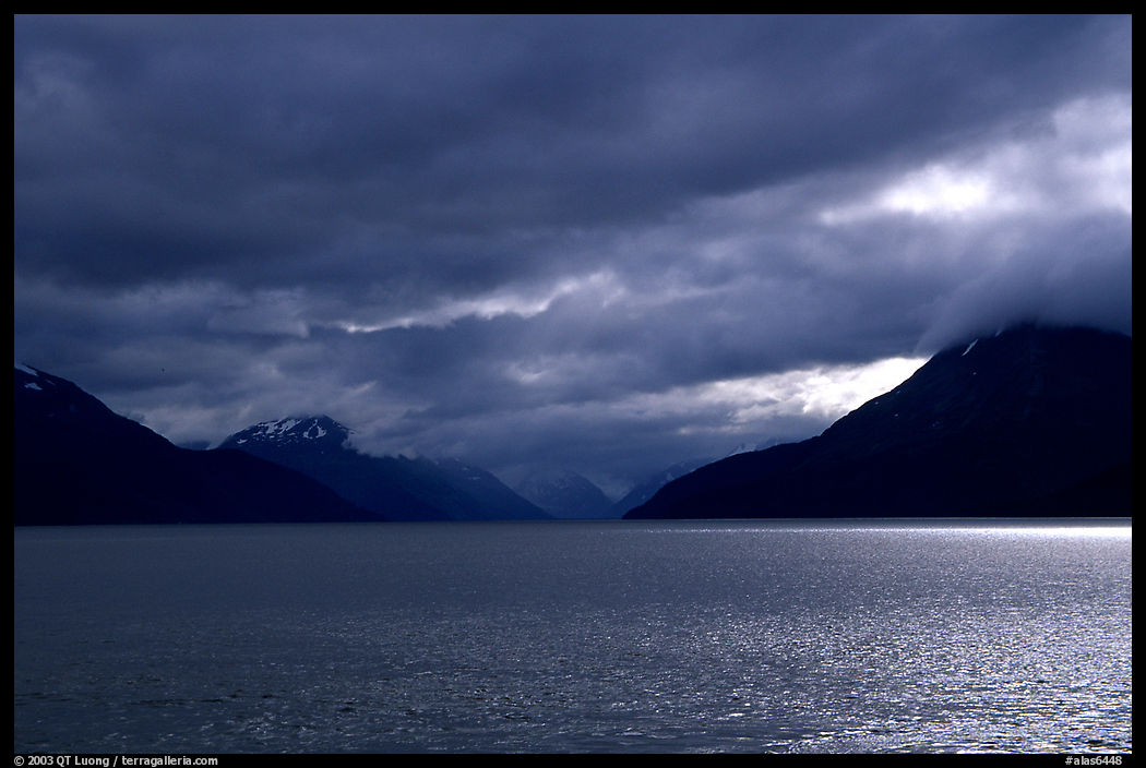 Storm clouds hang over the Turnagain Arm. Seward Highway, Kenai Peninsula, Alaska, USA