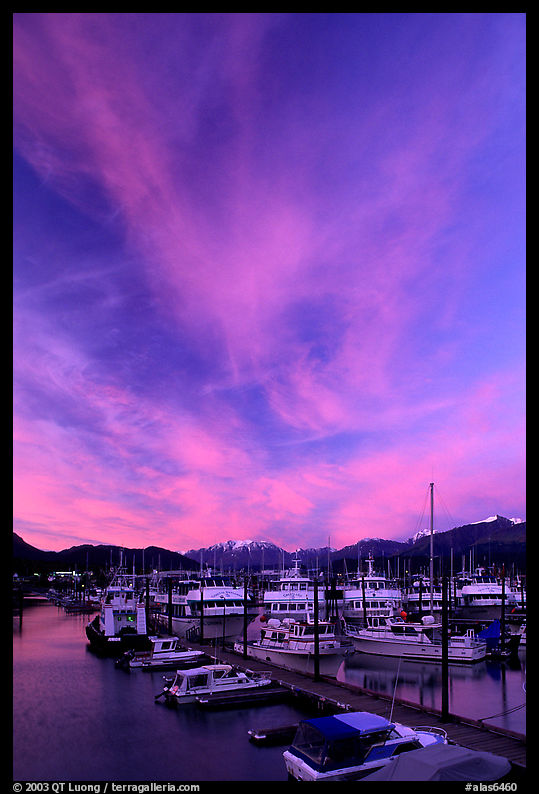 Seward harbor at sunset. Seward, Kenai Peninsula, Alaska, USA