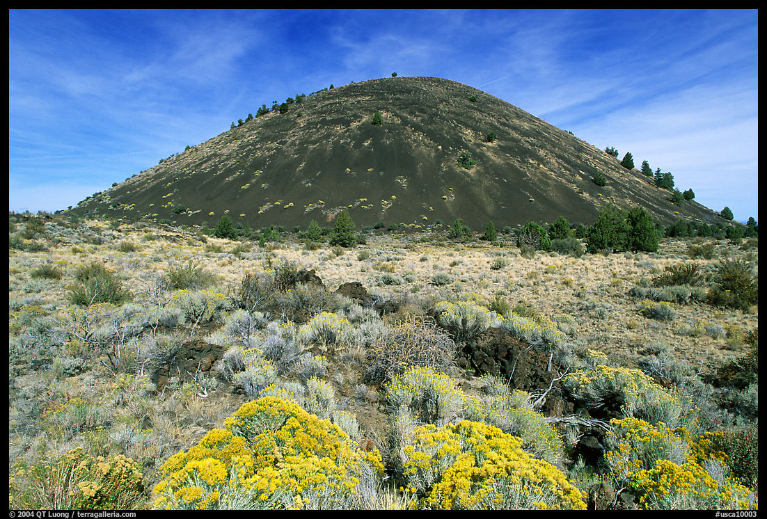Cinder cone and sage,  Lava Beds National Monument. California, USA