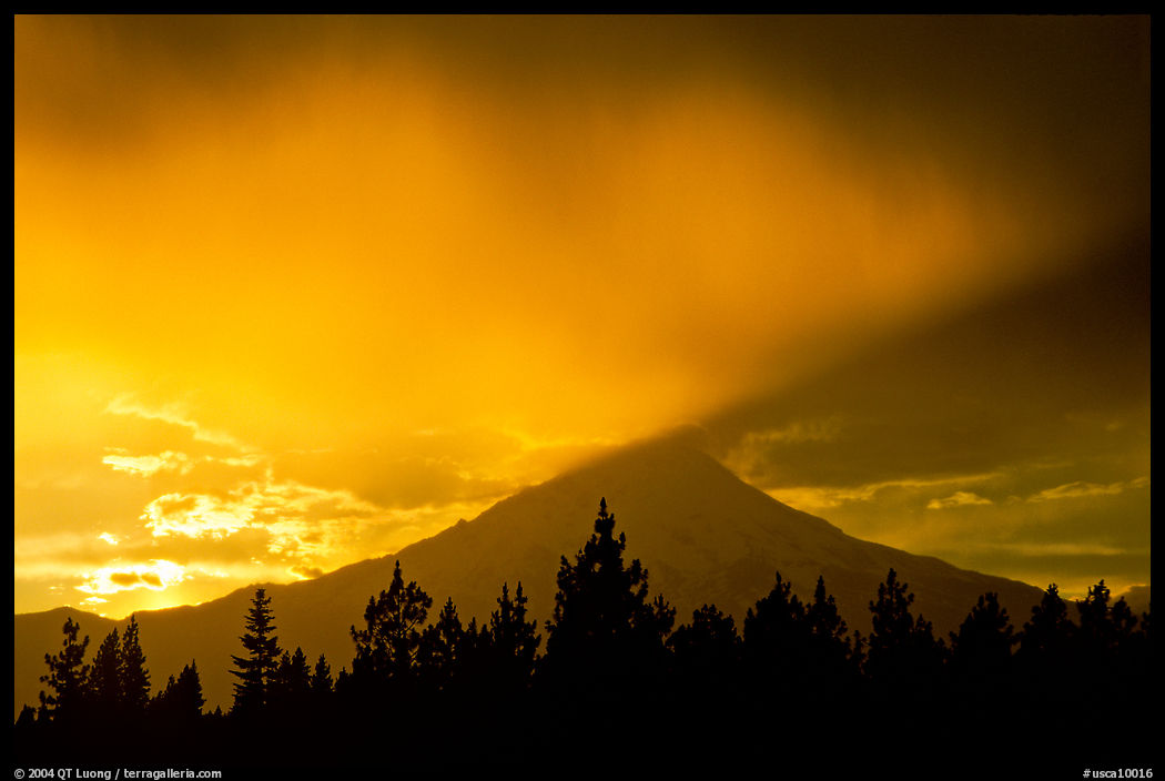 Last sun ray over  Mt Shasta. California, USA