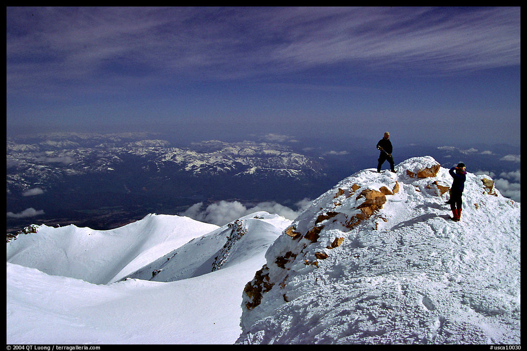 Mountaineers on the summit of Mt Shasta. California, USA