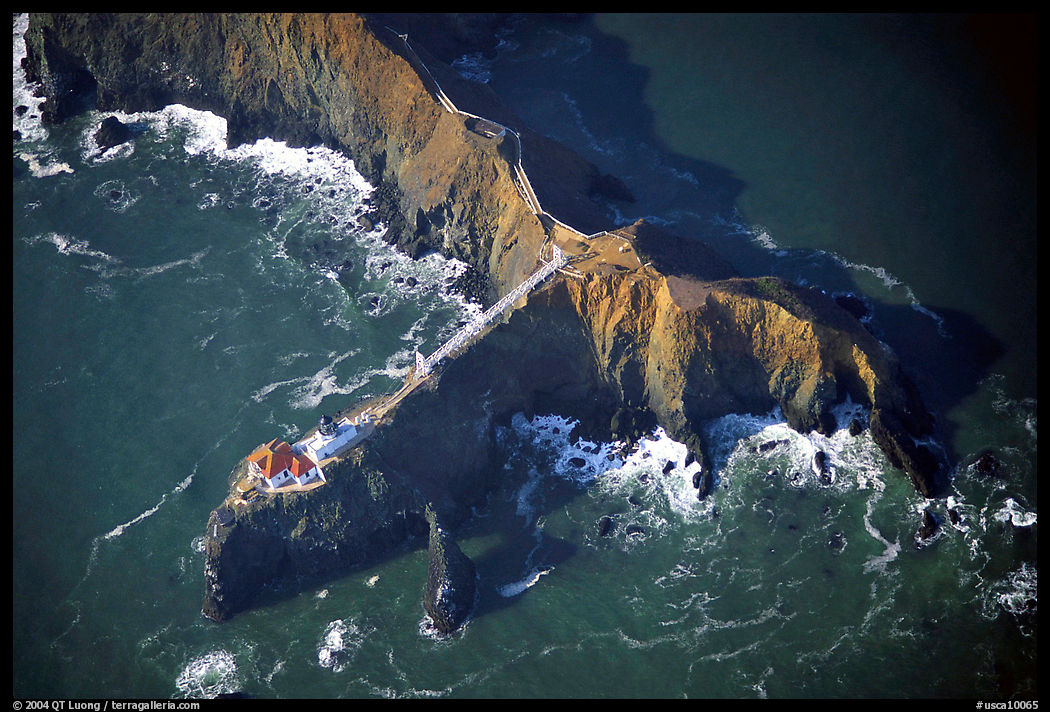 Aerial view of Bonita Lighthouse. SF Bay area, California, USA