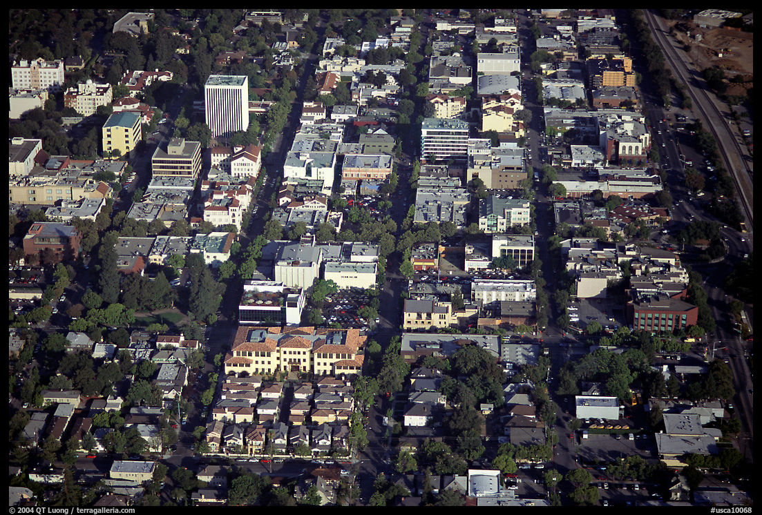 Aerial view of downtown. Palo Alto, SF Bay area, California, USA