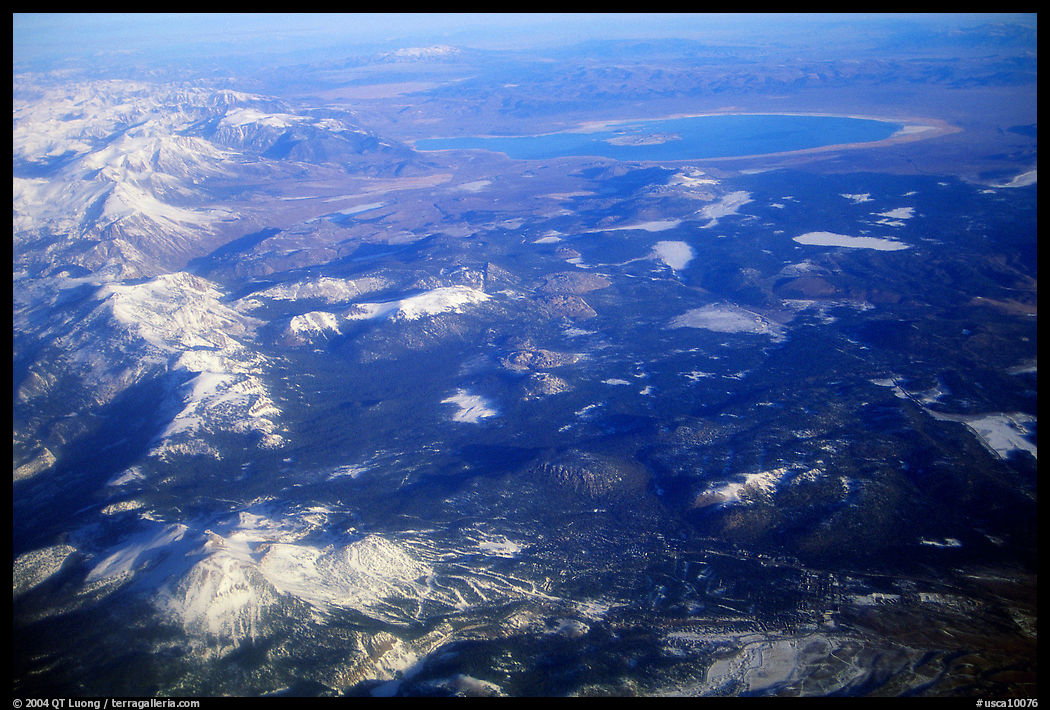 Aerial view of the Sierra Nevada and Mono Lake. California, USA