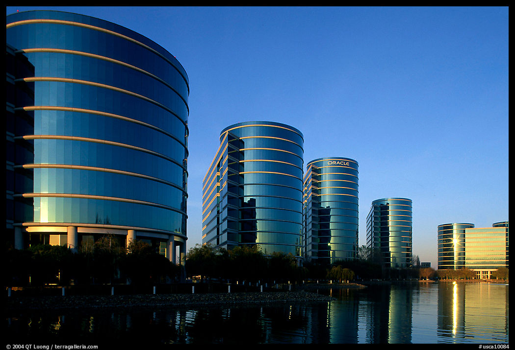 Oracle Headquarters late afternoon. Redwood City, SF Bay area, California, USA