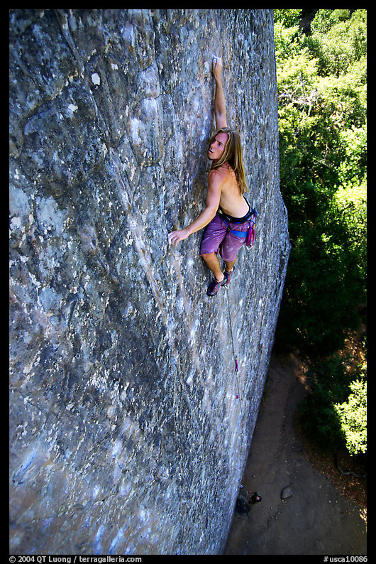 Rock climber on the Boy Scout rocks, Mt Diablo State Park. SF Bay area, California, USA