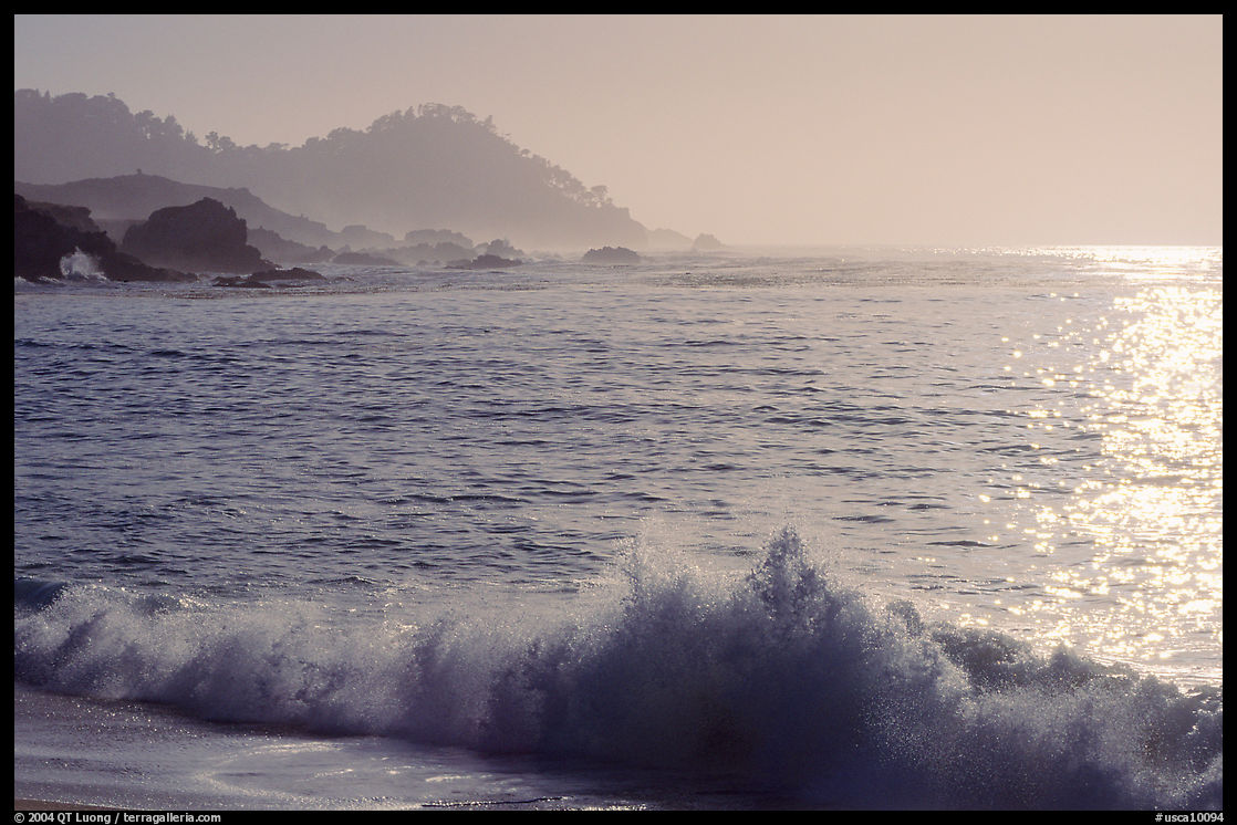 Surf on late afternoon. Carmel, California, USA