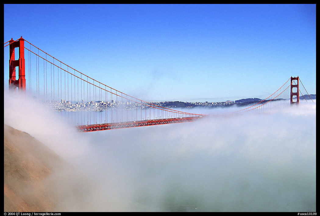 Fog rolls over the Golden Gate. San Francisco, California, USA