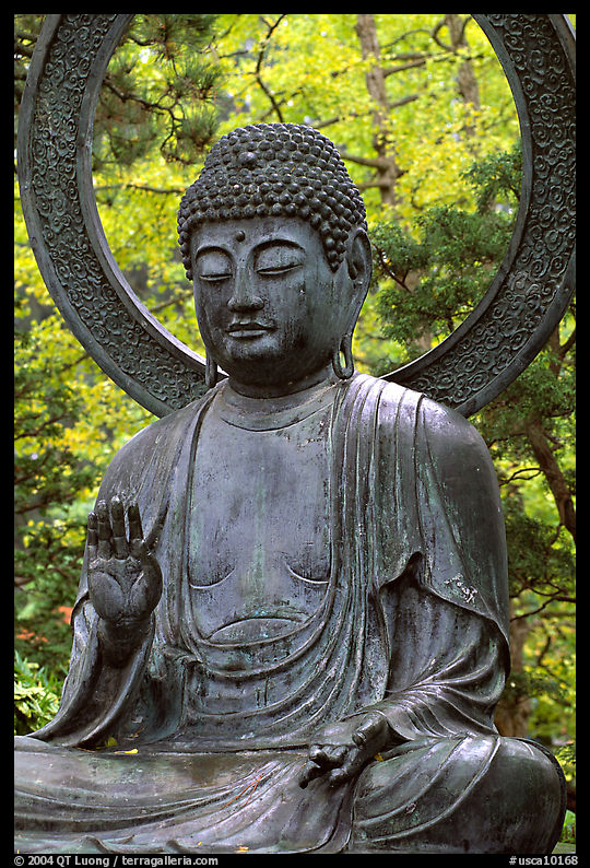 Buddha statue in Japanese Garden. San Francisco, California, USA