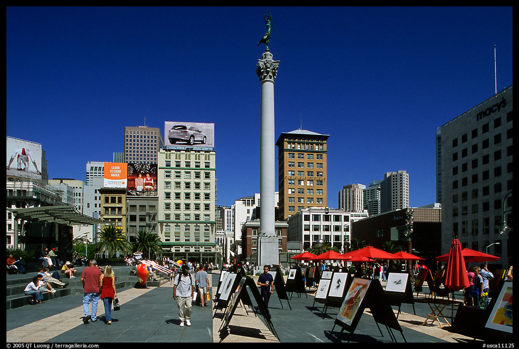 Art exhibition on Union Square, afternoon. San Francisco, California, USA