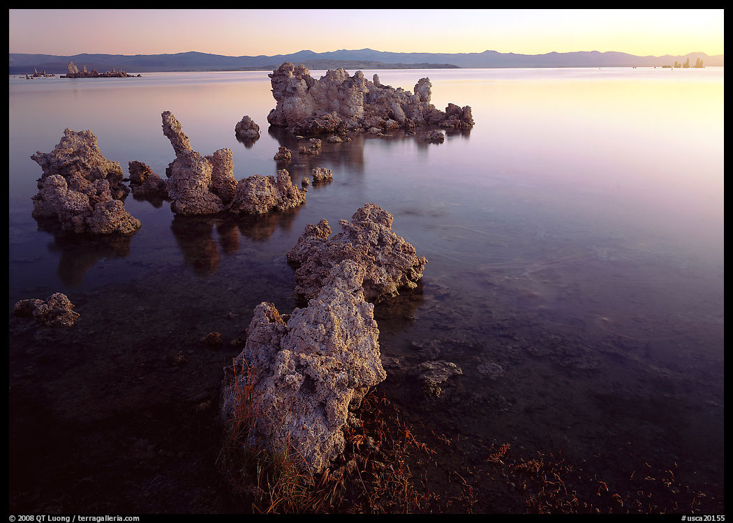 Tufa rock on south shore at sunrise. Mono Lake, California, USA
