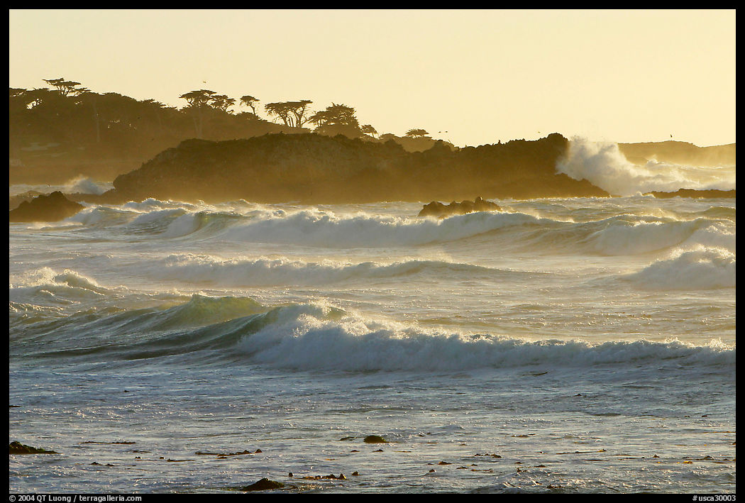 Waves, late afternoon, seventeen-mile drive,  Pacific Grove. California, USA