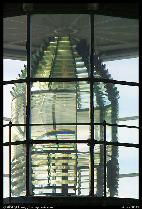 Lens of the Point Bonita Lighthouse. SF Bay area, California, USA