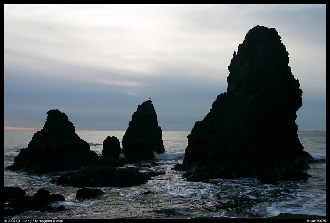 Seastacks, Rodeo Beach, afternoon. SF Bay area, California, USA