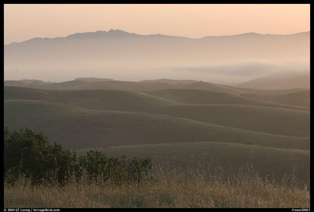 Rolling Hills Hills seen from Laguna Seca, sunrise. California, USA