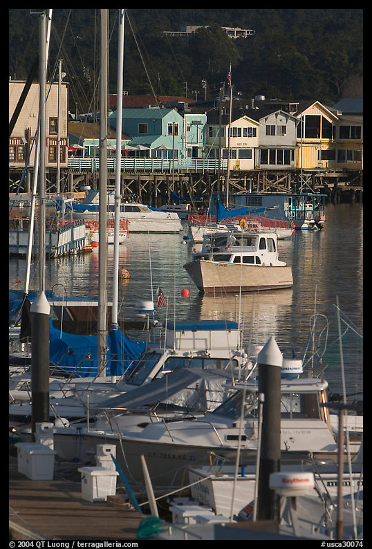 Boats and Fisherman's Wharf, afternoon, Monterey. Monterey, California, USA