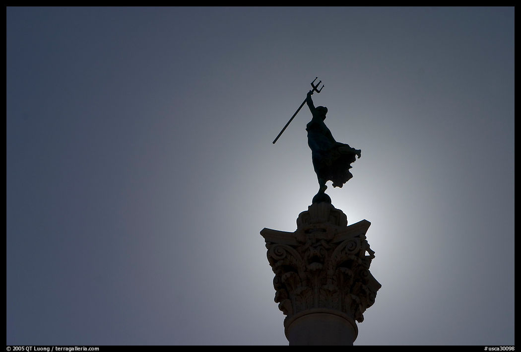 Top of memorial column, Union Square. San Francisco, California, USA