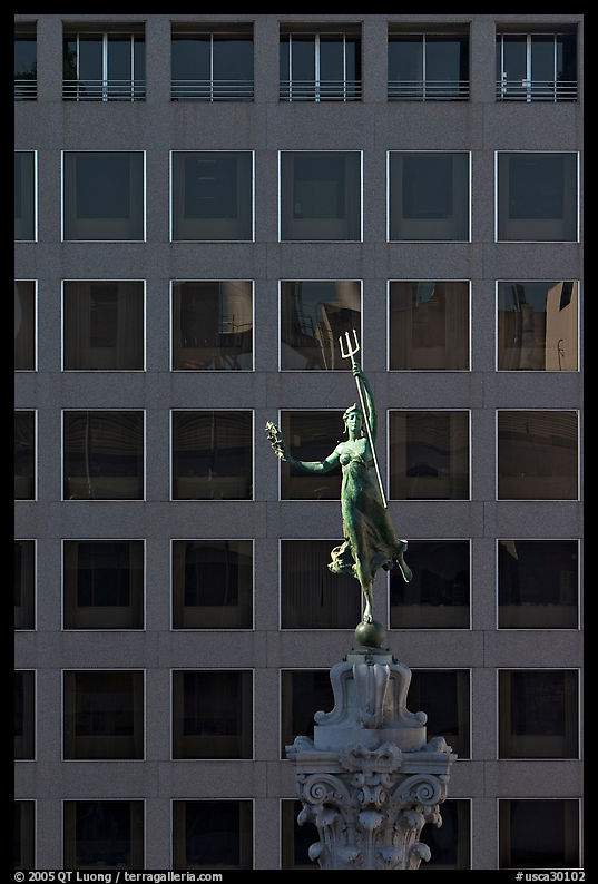 Statue on Admiral Dewey memorial column. San Francisco, California, USA