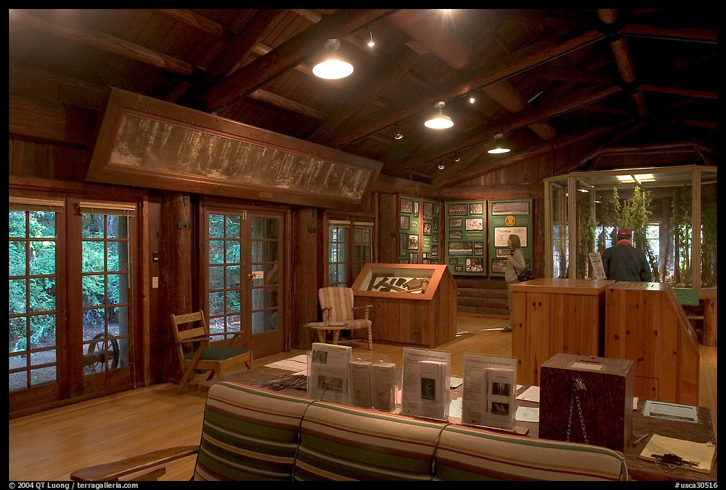 Inside the Sempervirens Visitor Center. Big Basin Redwoods State Park, SF Bay area, California, USA