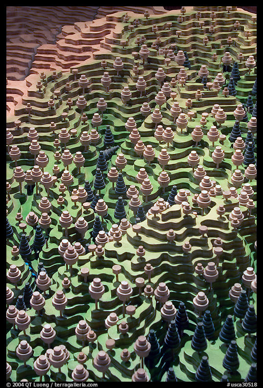 Elevation model in the museum. Big Basin Redwoods State Park, SF Bay area, California, USA
