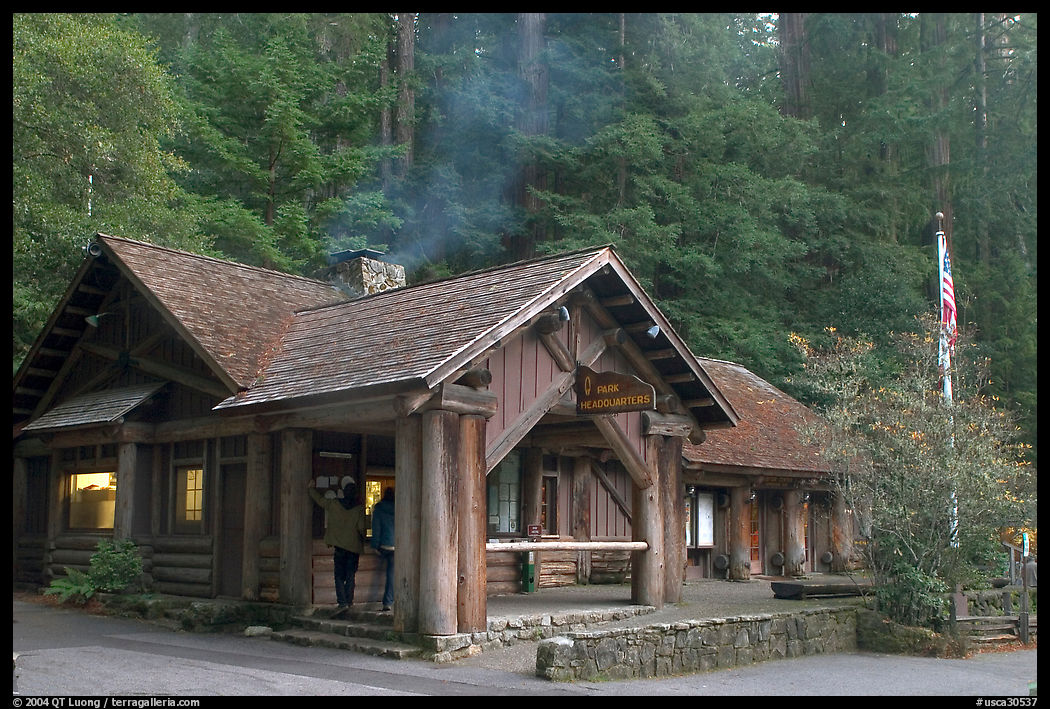 Visitor center, late afternoon. Big Basin Redwoods State Park, SF Bay area, California, USA