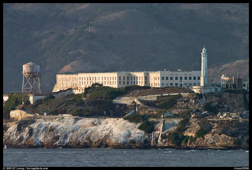 Prison building on Alcatraz Island, late afternoon. San Francisco, California, USA