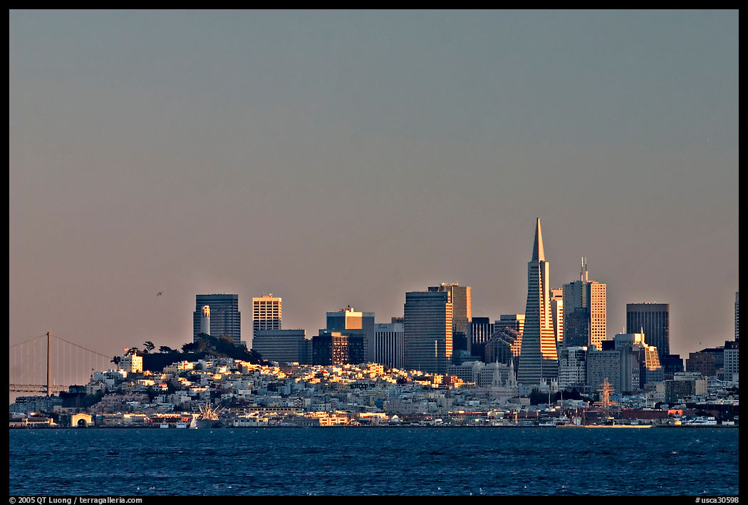 City skyline at sunset. San Francisco, California, USA