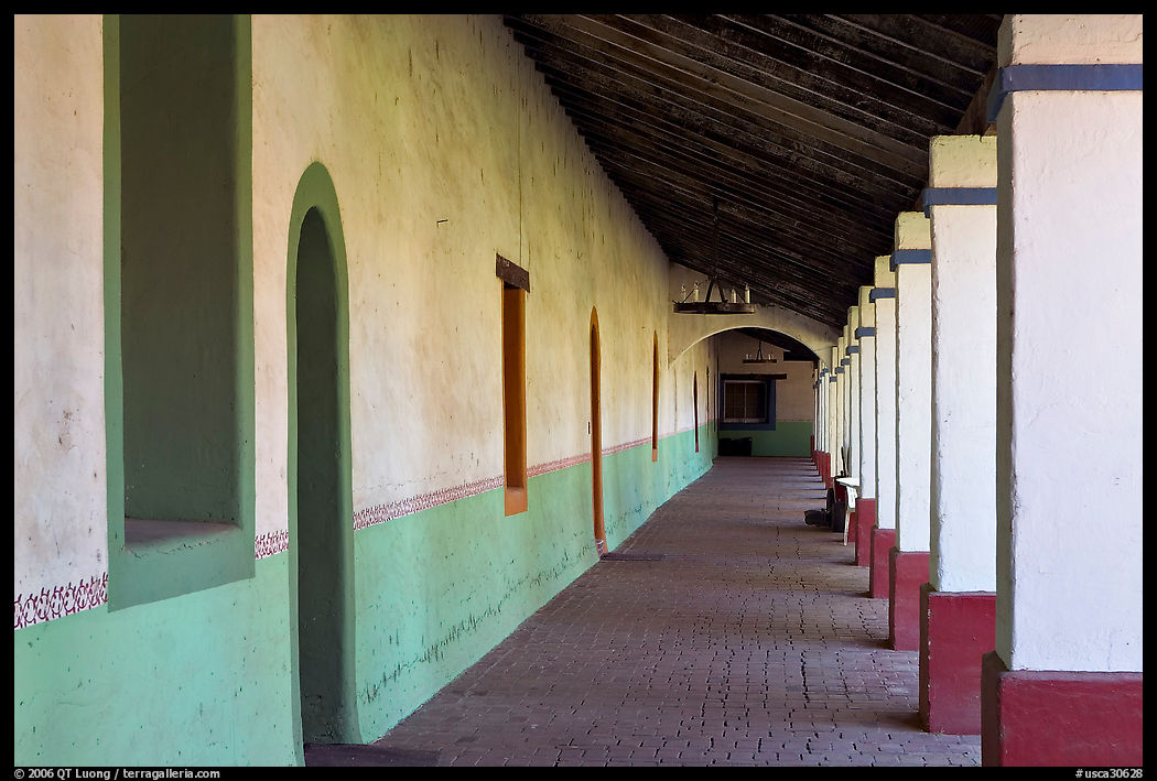 Corridor, Mission San Miguel Arcangel. California, USA