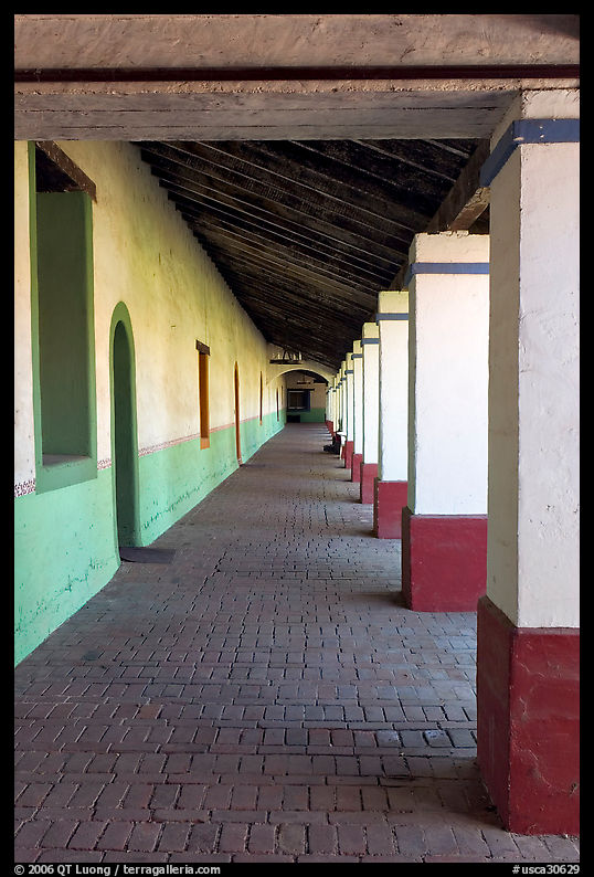 Corridor, Mission San Miguel Arcangel. California, USA