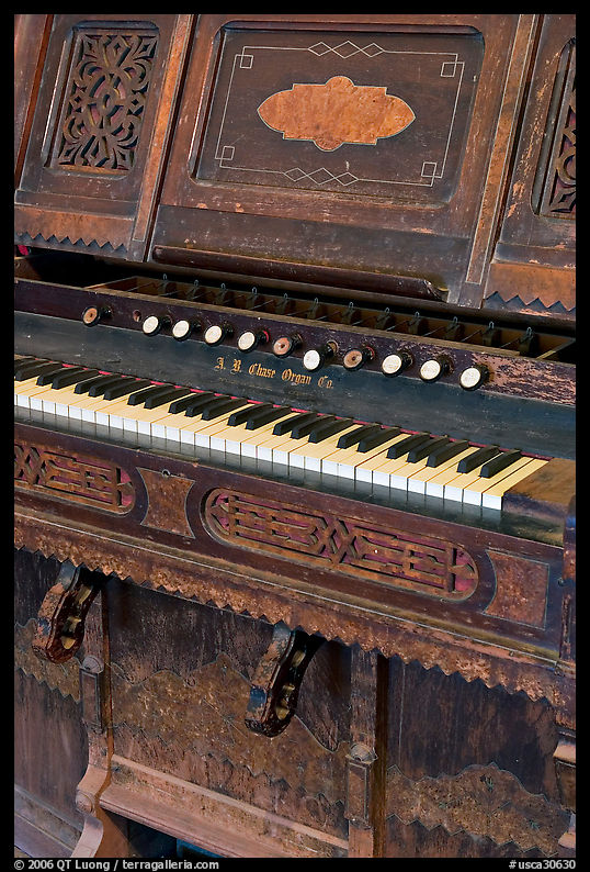 Old organ, Mission San Miguel Arcangel. California, USA