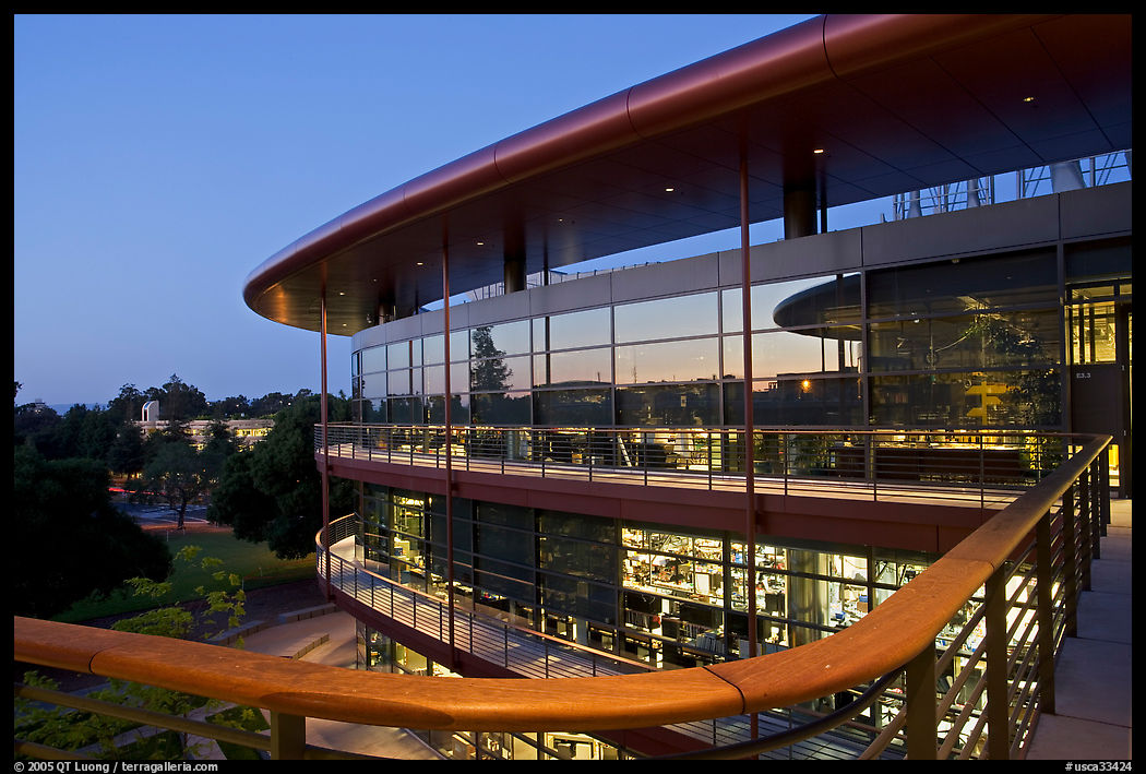 James Clark Center, dusk. Stanford University, SF Bay area, California, USA