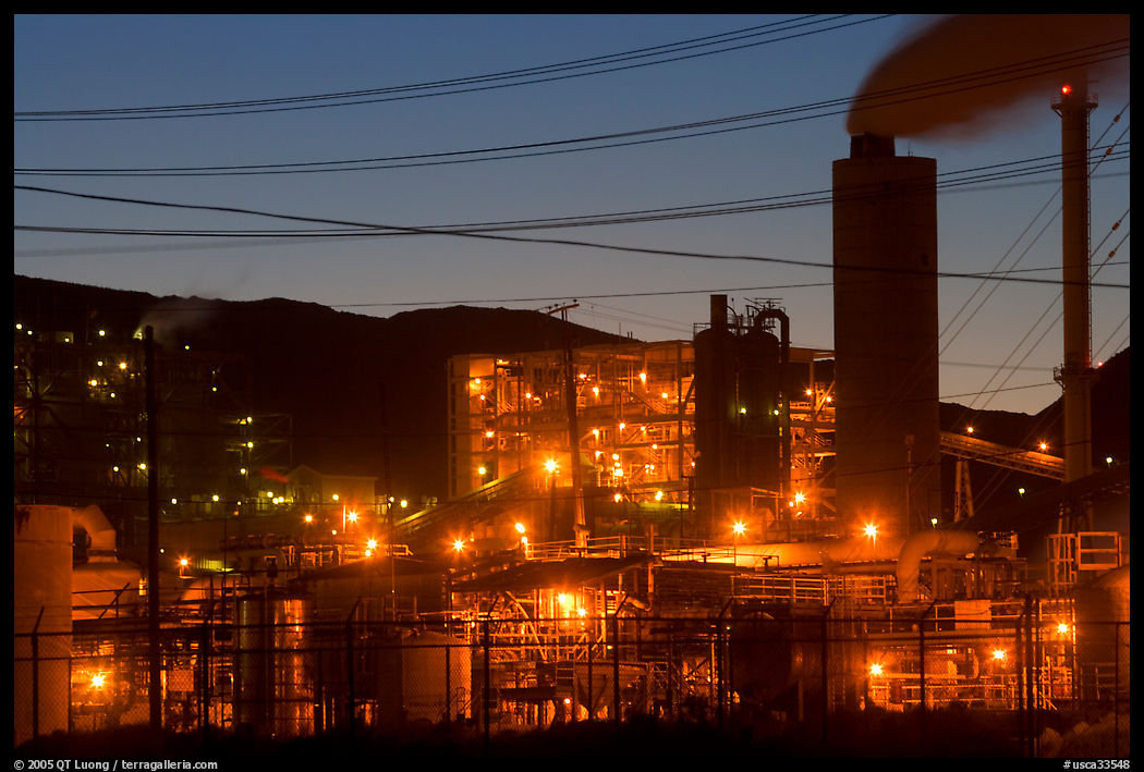 Chemical plant at dusk, Trona. California, USA