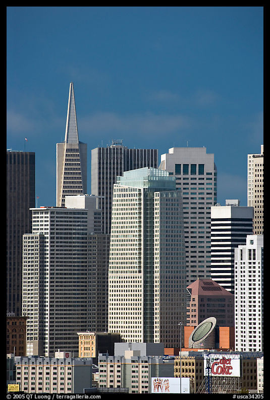 Financial district skyline with MOMA building, afternoon. San Francisco, California, USA