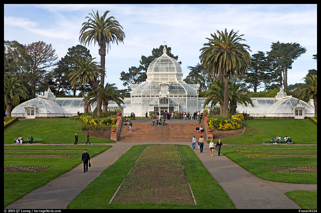 Conservatory of Flowers and lawn, afternoon. San Francisco, California, USA