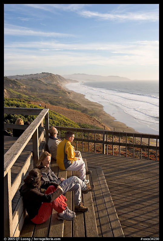 Enjoying sunset from the observation platform at Fort Funston. San Francisco, California, USA