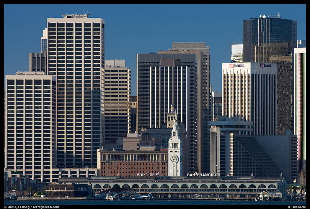 Skyline and Ferry Building building. San Francisco, California, USA