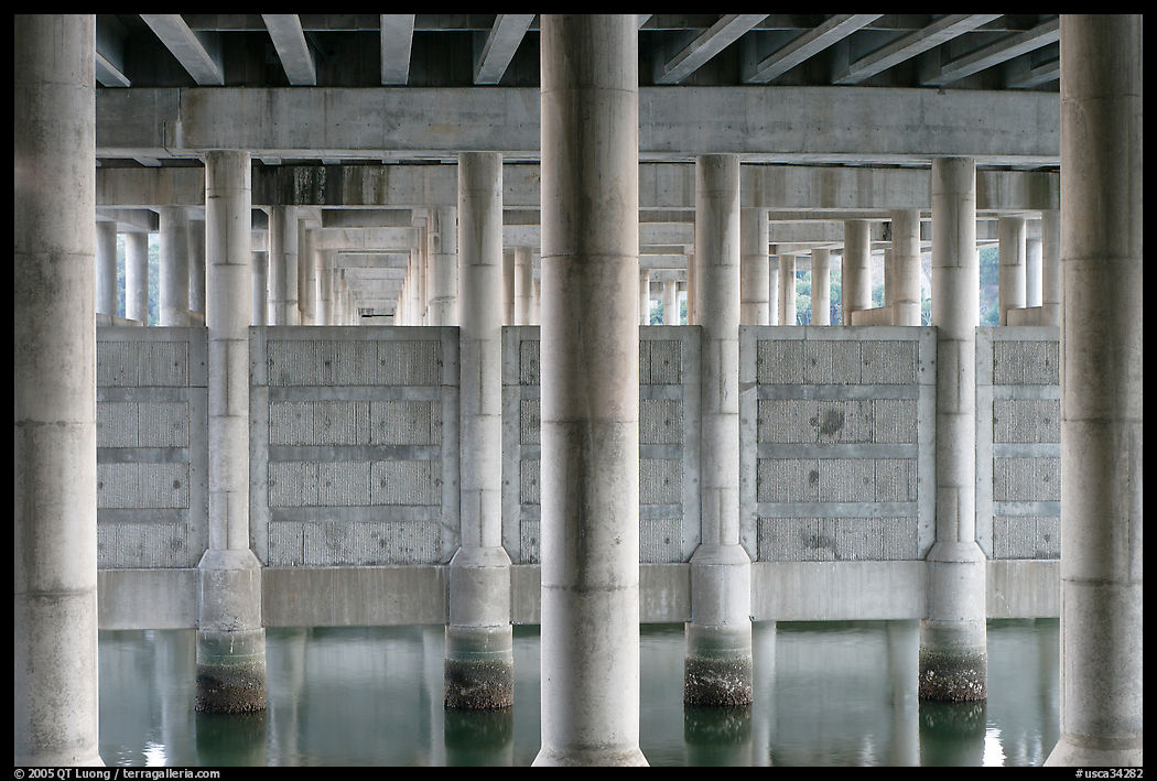 Underneath highway 101 bridge near Seminary Drive, Sausalito. SF Bay area, California, USA
