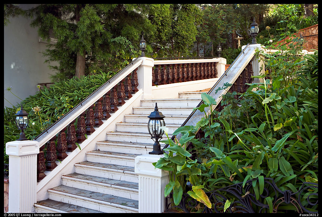 Stairs and garden, Nob Hill. San Francisco, California, USA