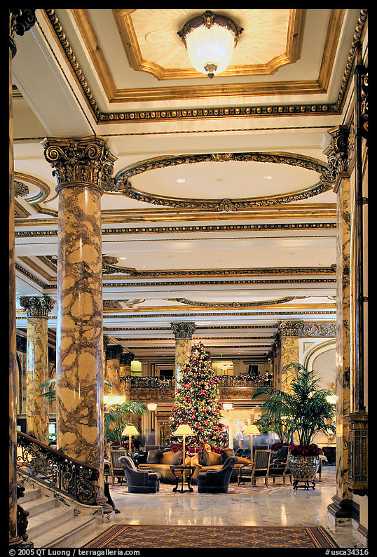 Opulent lobby of the Fairmont Hotel. San Francisco, California, USA