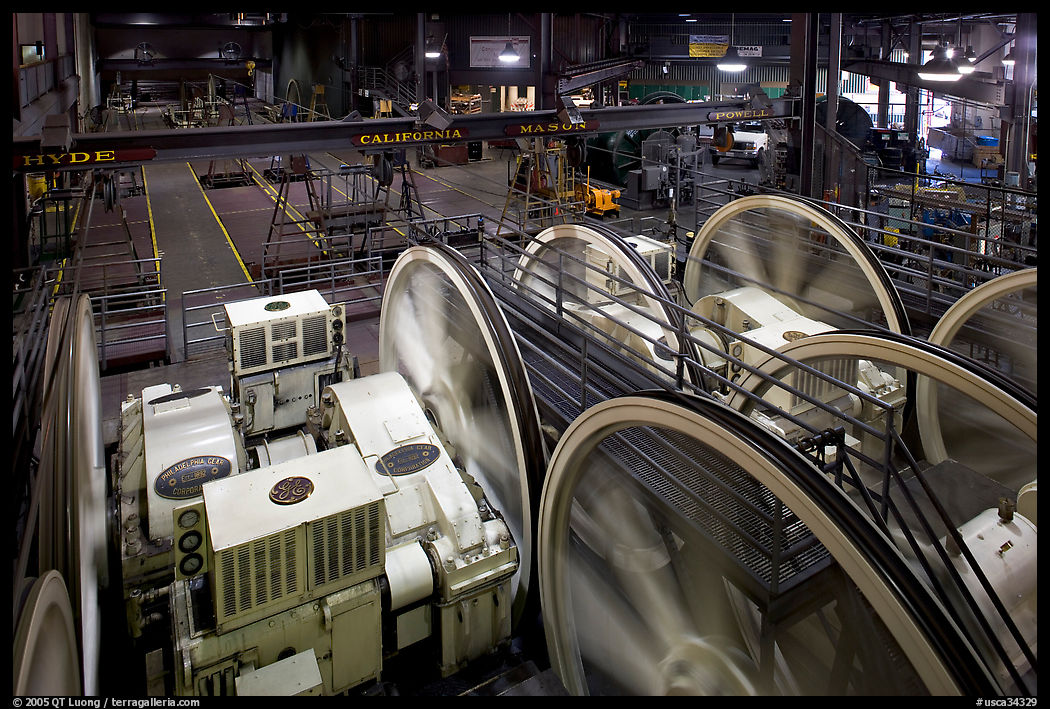 Cable Car powerhouse with cable winding machines. San Francisco, California, USA