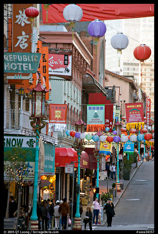 Grant Street, the most commercial street of Chinatown. San Francisco, California, USA