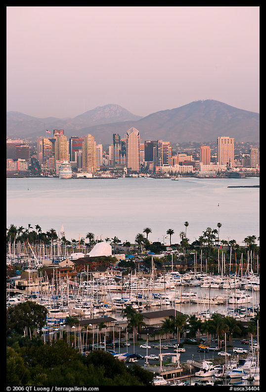 Skyline, Lyon Peak, and San Miguel Mountain, sunset. San Diego, California, USA