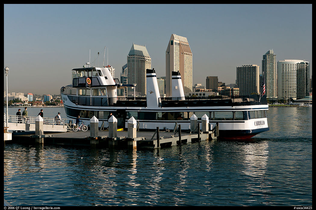 Ferry and skyline, Coronado. San Diego, California, USA
