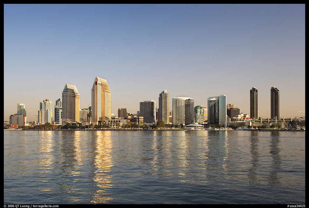 San Diego skyline from Coronado, early morning. San Diego, California, USA